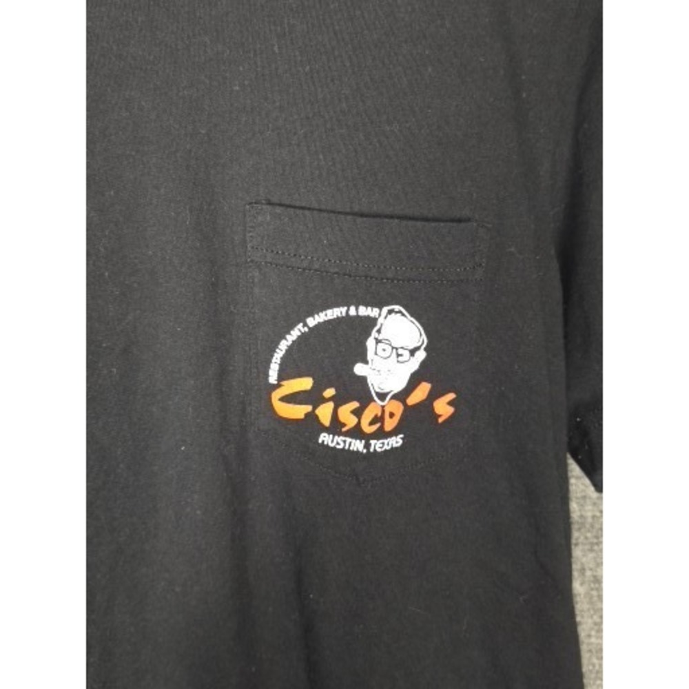 Ciscos Restaurant Austin Tx Graphic TShirt Mens Sz M Black Short Sleeve Pocket - Picture 3 of 9